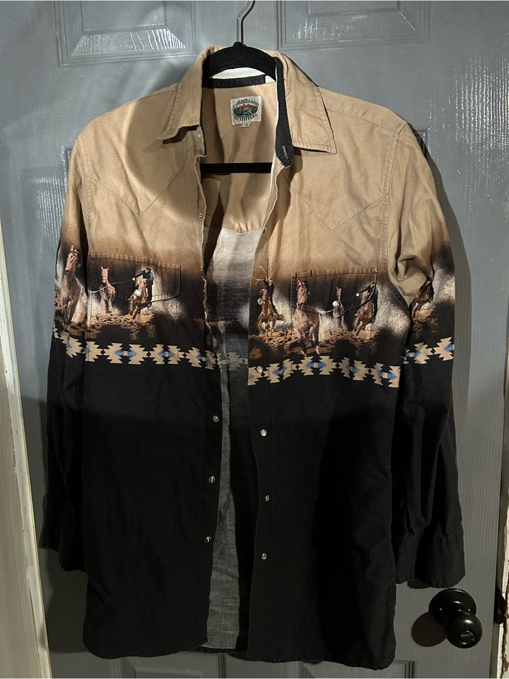 Men’s Two-Tone Western Shirt Jacket - Black & Tan